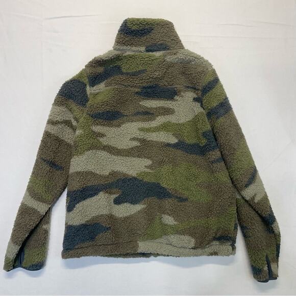 Old Navy Camo Teddy Fleece Jacket women’s Size Medium full zip green brown gray - Picture 7 of 8